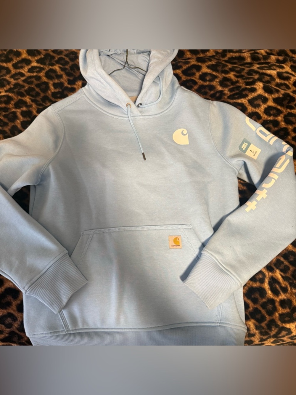 Carhartt Light Blue Logo Hoodie size small